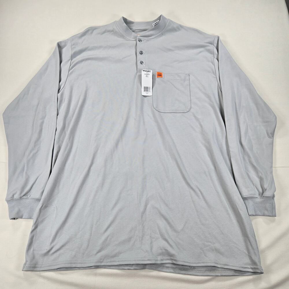 NWT Wrangler‎ Flame Resistant Riggs Henley Long Sleeve Gray Work Shirt Size XLT